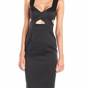 Cynthia Rowley satin black cutout dress